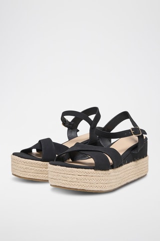 Sandalen met Sleehak - Zwart