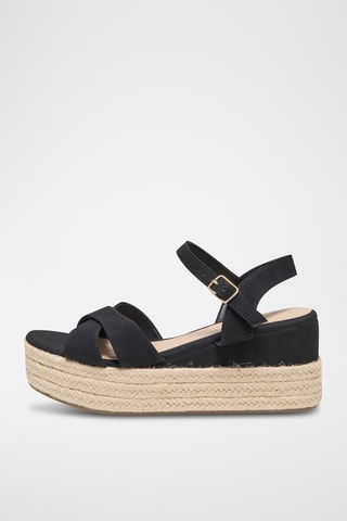 Sandalen met Sleehak - Zwart