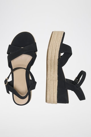 Sandalen met Sleehak - Zwart