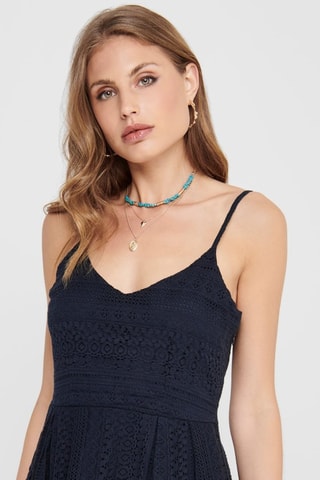 Robe patineuse en guipure - Bleu nuit