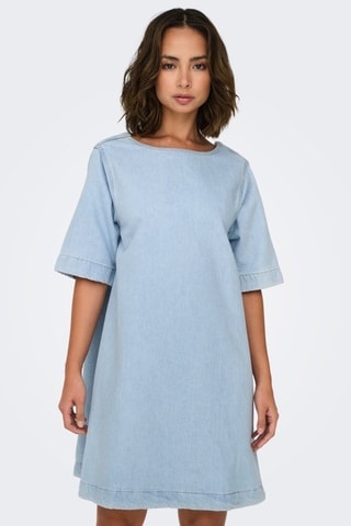 Robe trapèze en jean - Ciel