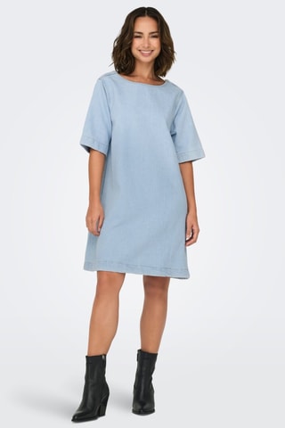 Robe trapèze en jean - Ciel