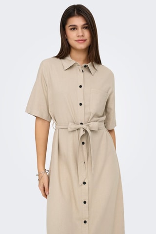 Robe chemise en lin - Beige