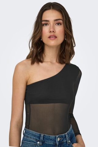Asymmetrische Bodysuit - Zwart