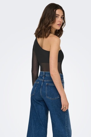 Asymmetrische Bodysuit - Zwart