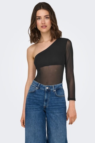 Asymmetrische Bodysuit - Zwart