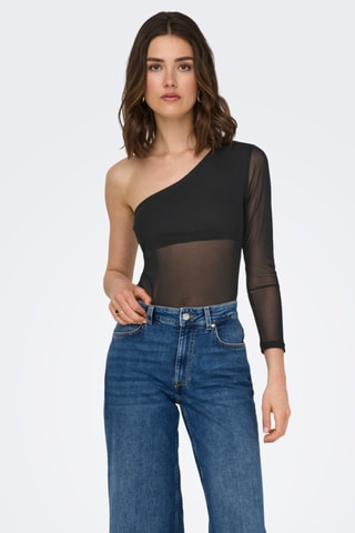 Asymmetrische Bodysuit - Zwart