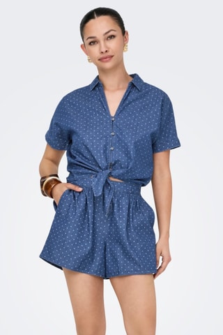 Geknoopte spijkerblouse - Blauw