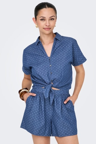 Geknoopte spijkerblouse - Blauw