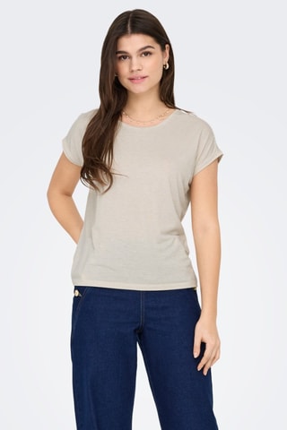 T-shirt - Ecru en Bruin