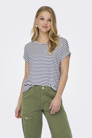 T-shirt - Wit en Marineblauw