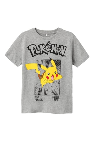 Pikachu Pokemon T-shirt - Gemêleerd Grijs - Name It