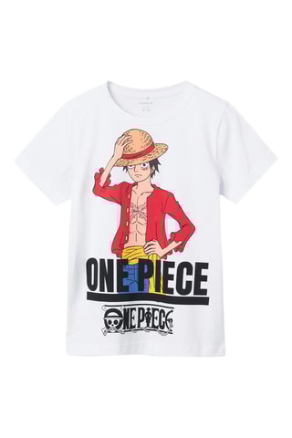 Biologisch Katoenen T-shirt Monkey D.Luffy One Piece - Wit - Name It