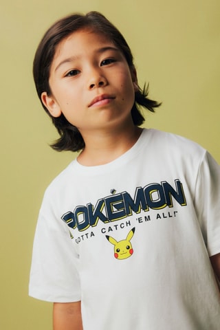T-shirt Pikachu Pokemon - Wit - Name it