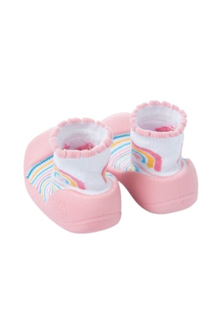 Chaussons-chaussettes Ecru et rose