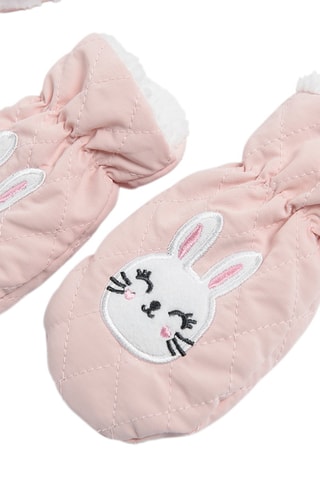 Bonnet aviateur et moufles Rose et blanc