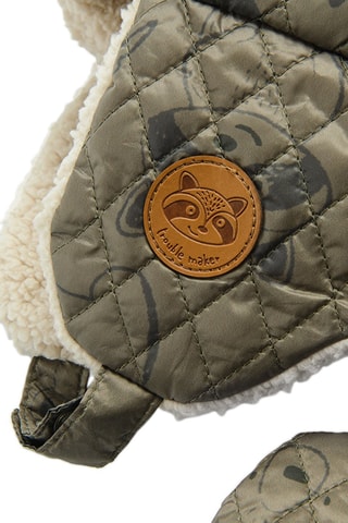 Bonnet aviateur et moufles Kaki