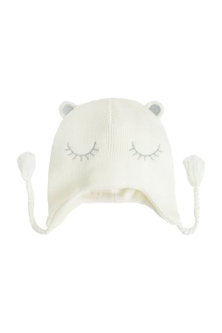 Bonnet aviateur à oreilles - Ecru