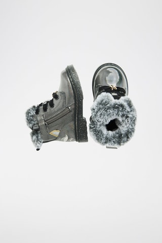 Bottines fourrées vernies - Gris foncé