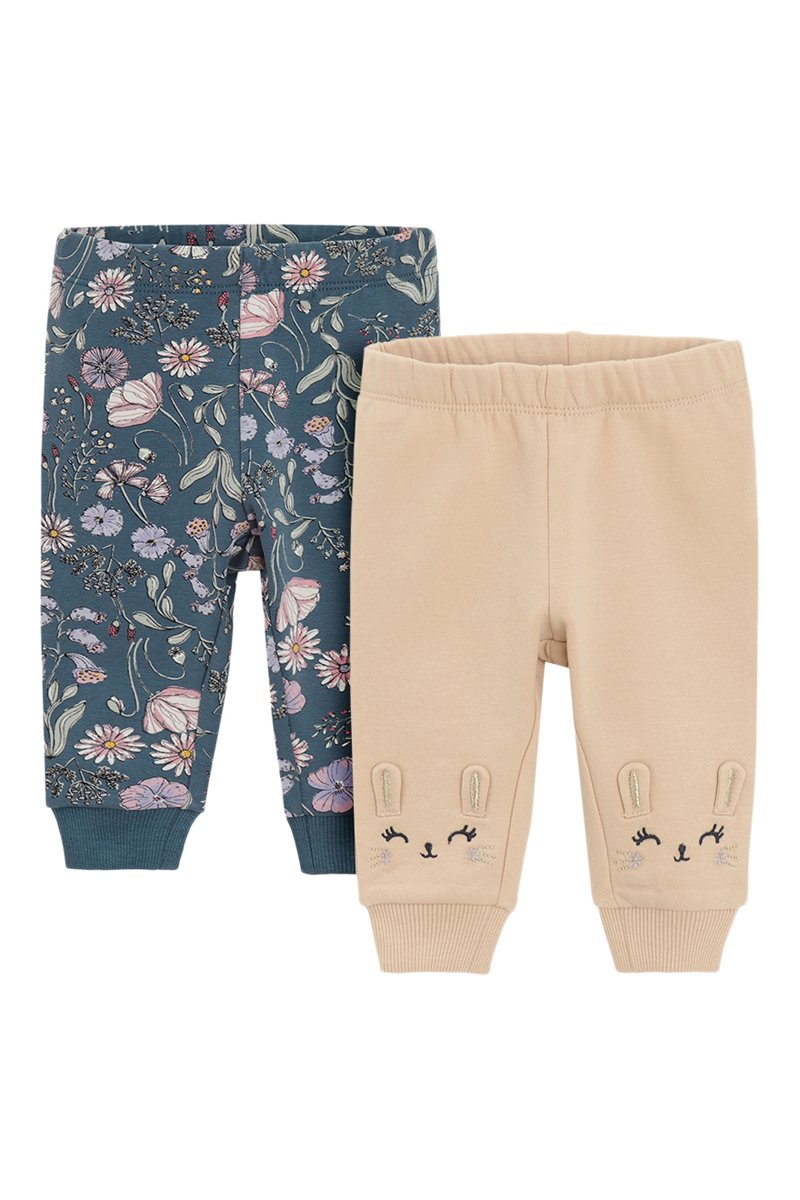 2+joggings+-+Bleu+cobalt+et+beige