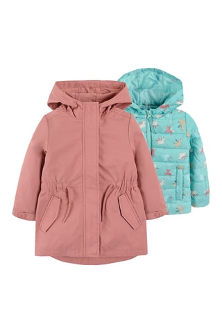 Parka 2 en 1 - Rose et turquoise