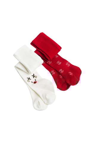 2 collants - Blanc et rouge