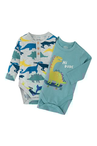 2 bodys - Gris chiné et bleu clair