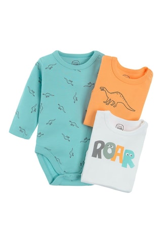 3 bodys - Blanc, orange et turquoise