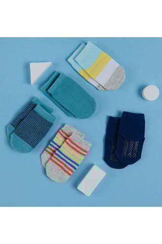 3 paires de chaussettes antidérapantes - Gris chiné et bleu marine