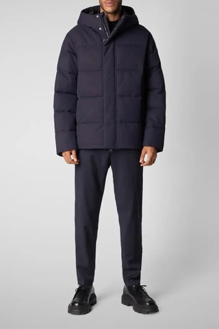 Gewatteerde jas met capuchon - Marineblauw