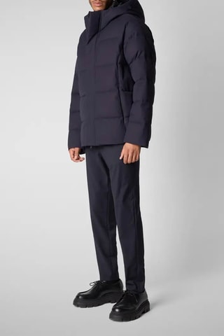 Gewatteerde jas met capuchon - Marineblauw