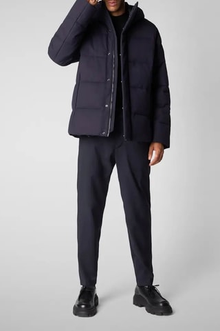 Gewatteerde jas met capuchon - Marineblauw