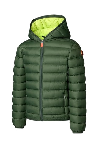 Gewatteerde jas met capuchon - Groen