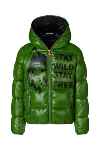 Gewatteerde jas met capuchon - Groen