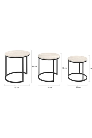 3 tables basses gigognes Memphis - 45 x 45 cm/40 x 40 cm/35 x 35 cm