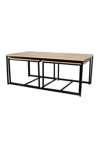 3 tables gigognes Manufacture - Imitation bois et noir