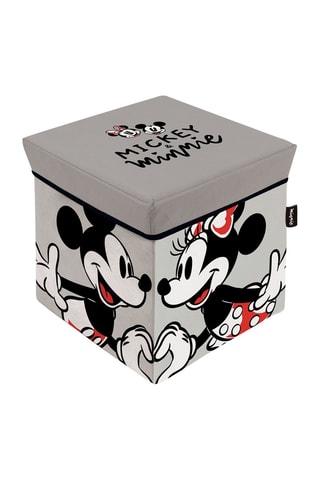 Pouf-coffre Minnie Disney - 30 x 30 x 30 cm - Gris et noir