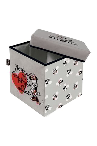 Pouf-coffre Minnie Disney - 30 x 30 x 30 cm - Gris et noir