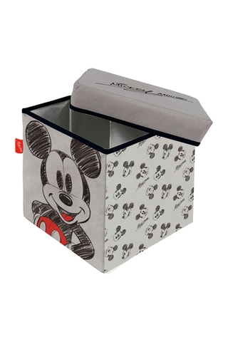Pouf-coffre Mickey Disney - 30 x 30 x 30 cm - Gris et noir