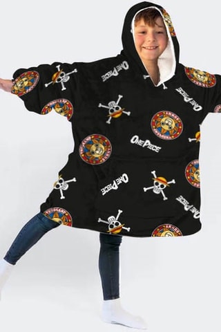 Sweat oversize à capuche One Piece - Noir