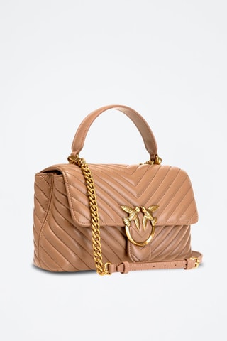 Sac à main en cuir de mouton - Beige et doré