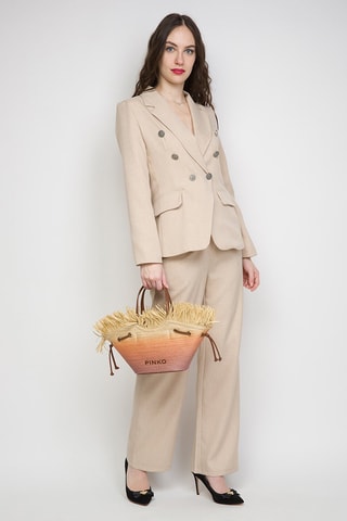 Sac cabas en cuir Pagoda - Beige et rose