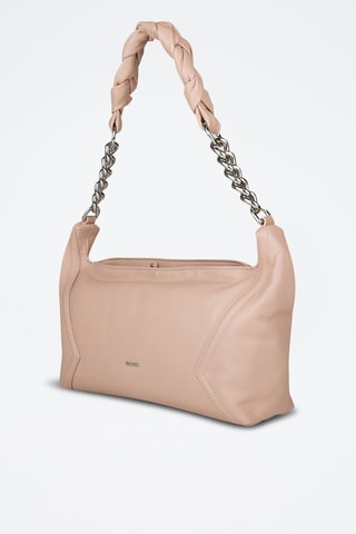 Sac porté épaule en cuir de mouton - Rose poudré
