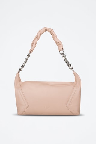 Sac porté épaule en cuir de mouton - Rose poudré