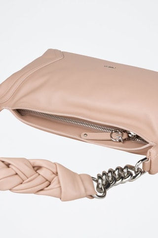 Sac porté épaule en cuir de mouton - Rose poudré