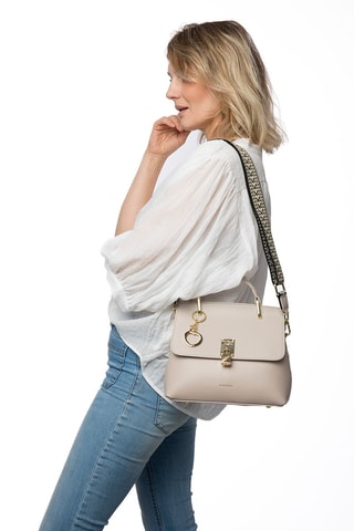 Leren Handtas Jarly - Beige en grijs