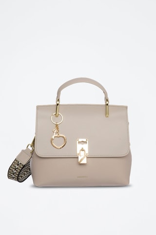 Leren Handtas Jarly - Beige en grijs