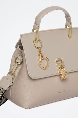 Leren Handtas Jarly - Beige en grijs