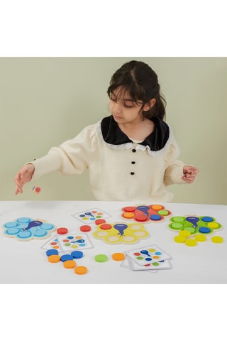 Jeu d'association de couleurs du paon en bois - Dès 3 ans