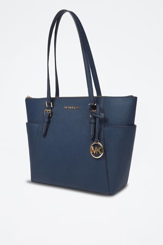 Leren Shopper - Marineblauw en Goudkleurig